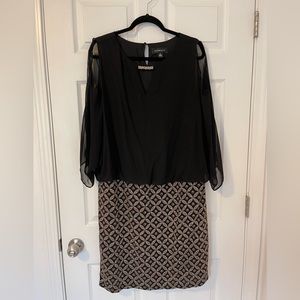 Scarlett Black / Gold Embellished Party / Cocktail Dress. Size 16.